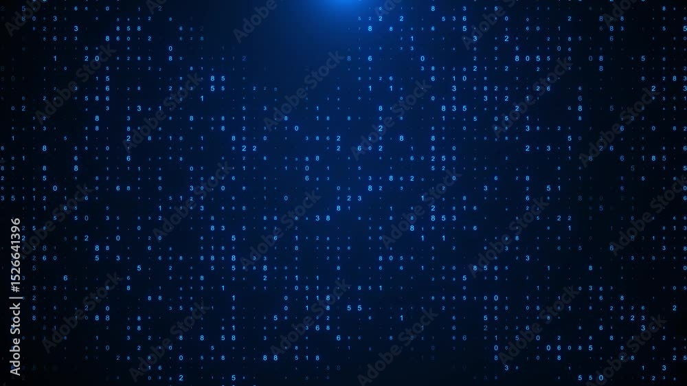 Random digital data matrix of binary code numbers text space. motion background for technology, cyberspace big data Digital world data space number. cyber security, data code, communication business