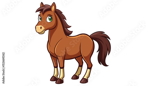 Cute cartoon brown horse illustration