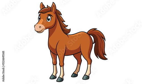 Cute cartoon brown horse illustration