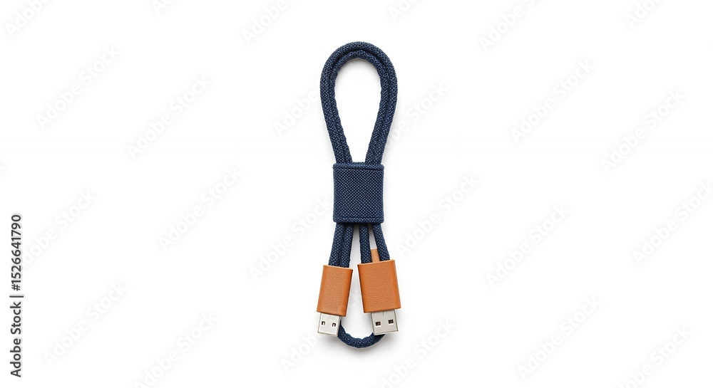Naklejka premium Navy blue braided usb charging cable