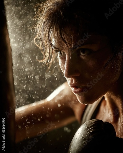 Intense Boxer Training with Punching Bag