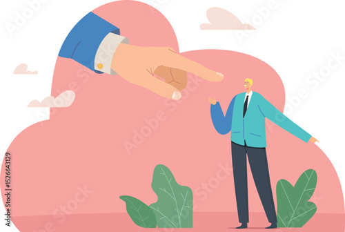 Huge businessman hand blaming scapegoat