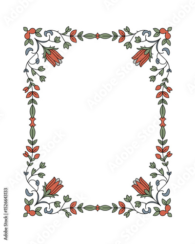 Islamic Eslimi Art Frame – Iranian Floral Border Vector for Text