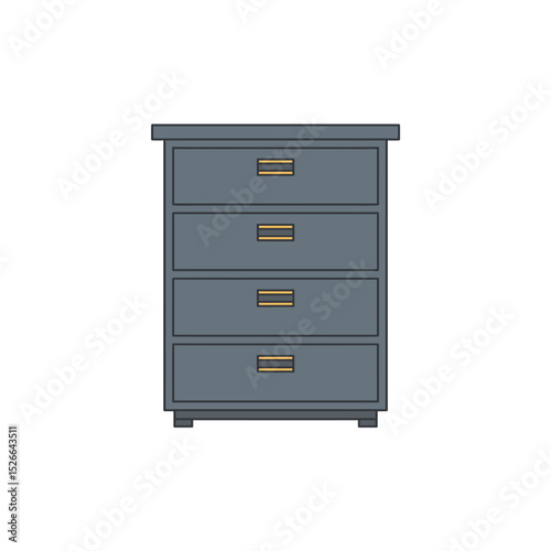 Dresser icon with drawers and handles, flat home storage furniture
