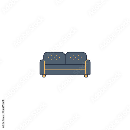 Two-seater sofa icon, flat modern couch for living room or lounge area