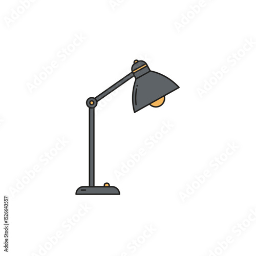 Table lamp icon with shade, flat home lighting object for interior decor