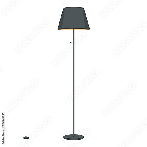 Floor lamp icon with shade, modern home lighting element in flat style