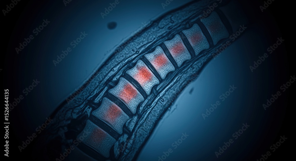 Naklejka premium Spinal column with red marks