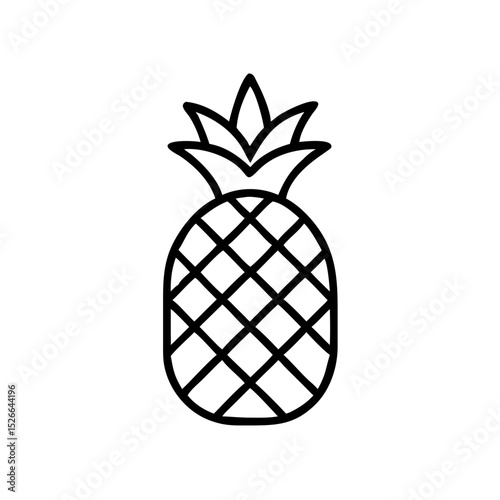 Line art illustration of a pineapple in a minimal style  