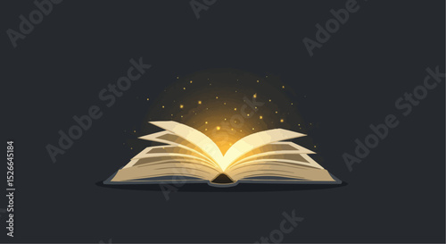 open book with glowing lights