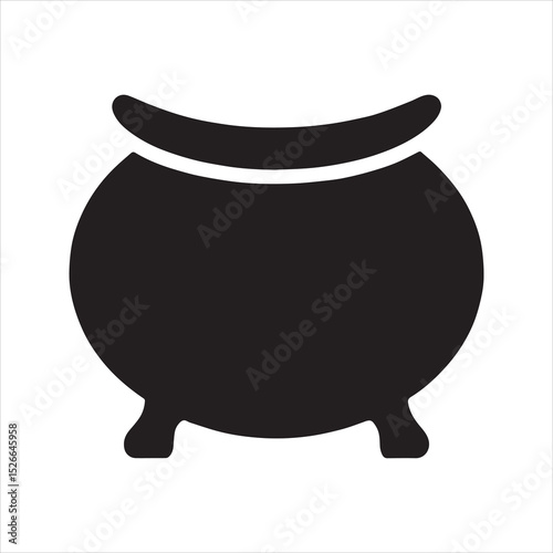 Witch's cauldron silhouette vector icon for Halloween