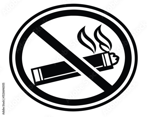 No Smoking Sign Black and White Prohibition Symbol Isolated