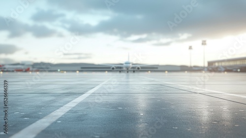Airplane on the Runway at Dawn