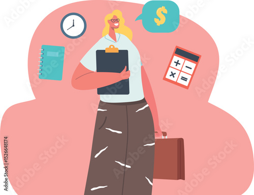 Businesswoman office worker vector illustration