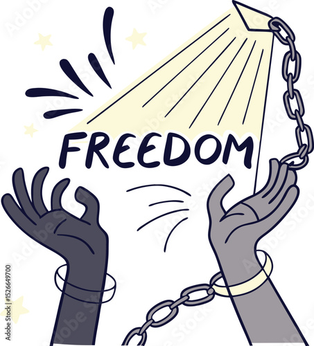 Breaking free chains freedom hope liberation illustration