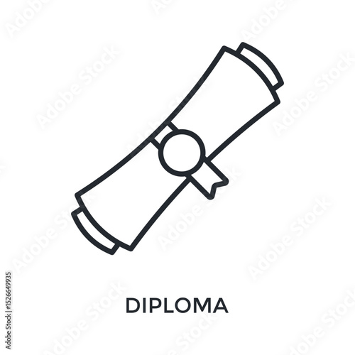 Diploma Icon Outline Style. Vector Illustration For Graphic Design