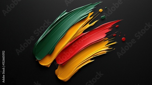 Colorful abstract composition in minimalist vector style featuring paint strokes on a dark background
