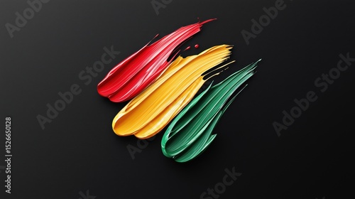 Minimalist vector illustration depicting abstract colorful paint strokes on a dark background evoking creativity and artistic expression