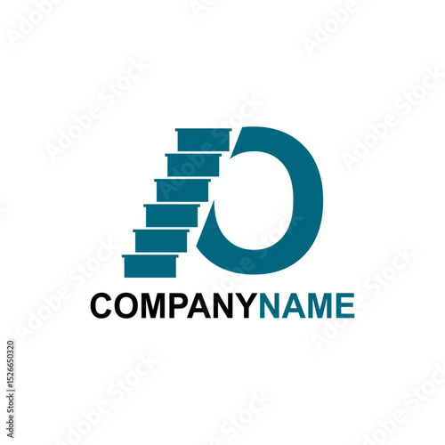 letter o with stairs logo template illustration.