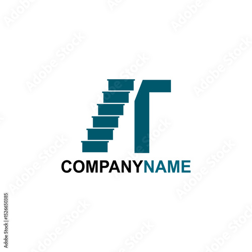 letter t with stairs logo template illustration.