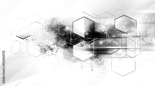 Abstract geometric shapes in grayscale.