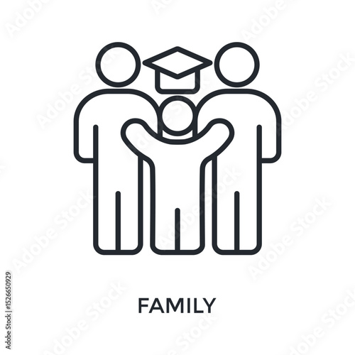 Family Icon Outline Style. Vector Illustration For Graphic Design