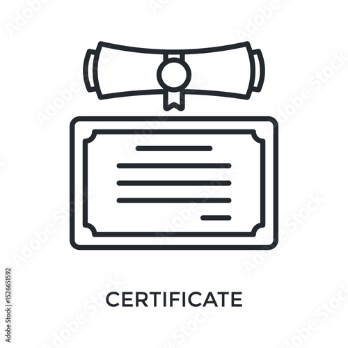 Certificate Icon Outline Style. Vector Illustration For Graphic Design