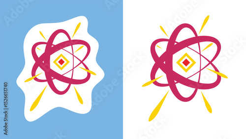 Symbol of Atomic energy and the Smallest Particles. Icon for Logo or illustration in Scientific project, Vector illustration.