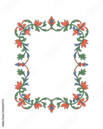 Islamic Eslimi Art Frame – Iranian Floral Border Vector for Text