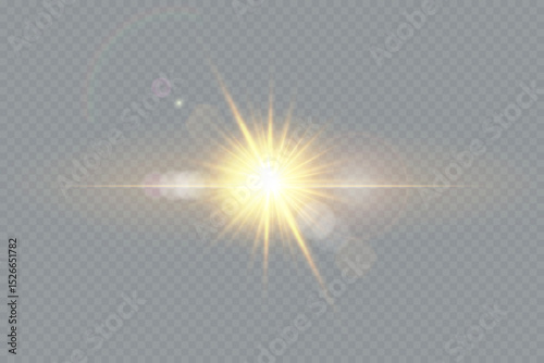 Light vector flare special effect with rays of light and magic sparkles