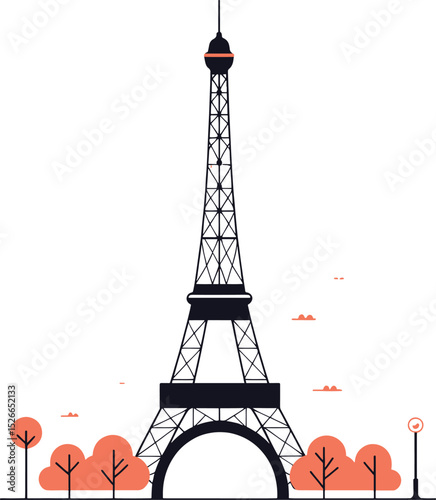 Eiffel Tower Paris Flat Vector Illustration
