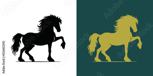 Modern horse silhouette logo. Vector illustration template, Horse gallop emblem. Nature-inspired badge design, Equine logo. Horse silhouette icon, Majestic horse symbol. Premium brand identity concept