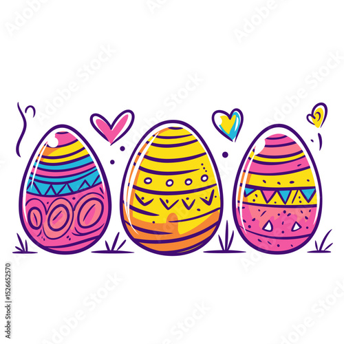 Colorful Easter Eggs on a White Background
