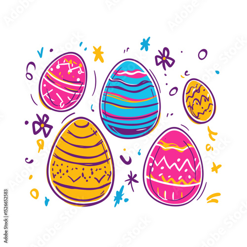 Colorful Easter Eggs on a White Background