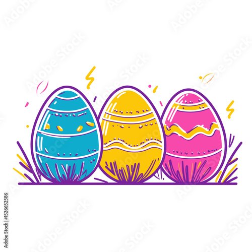 Colorful Easter Eggs on a White Background
