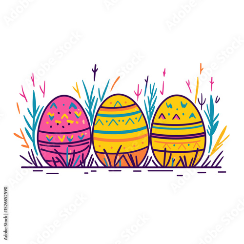 Colorful Easter Eggs on a White Background