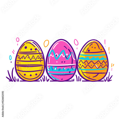 Colorful Easter Eggs on a White Background