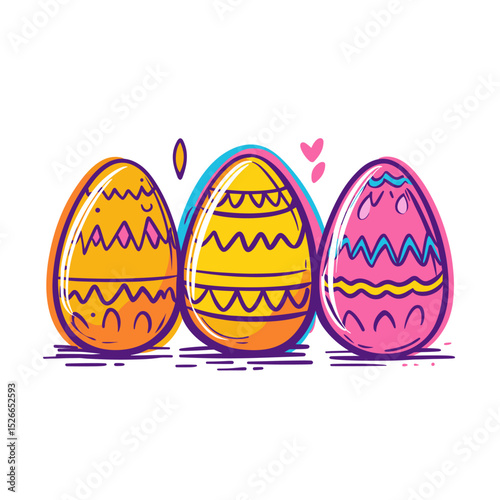 Colorful Easter Eggs on a White Background