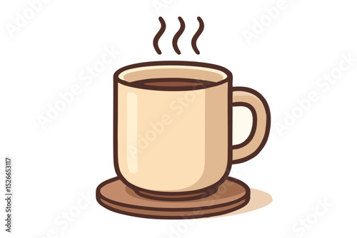 Steaming Coffee Mug Cartoon Illustration