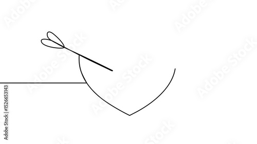 Heart shape with arrow continuous line drawing animated video.