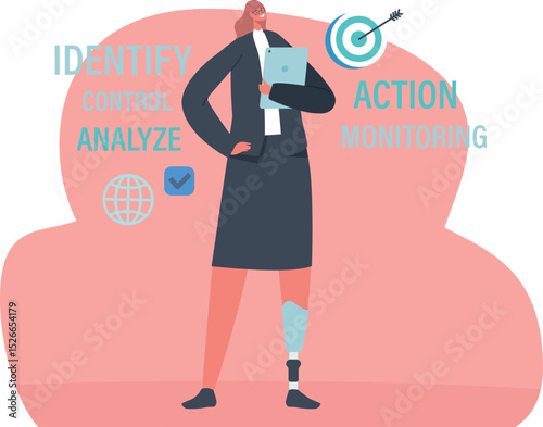 Businesswoman with bionic leg vector illustration