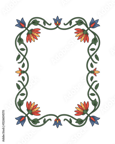 Islamic Eslimi Art Frame – Iranian Floral Border Vector for Text