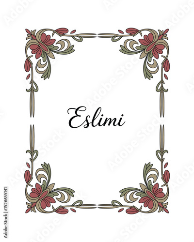Islamic Eslimi Art Frame – Iranian Floral Border Vector for Text