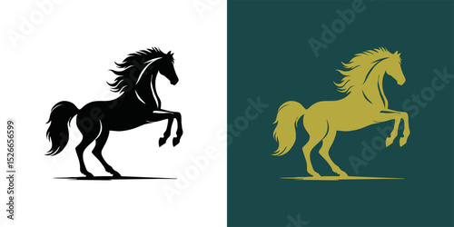 Modern horse silhouette logo. Vector illustration template, Horse gallop emblem. Nature-inspired badge design, Equine logo. Horse silhouette icon, Majestic horse symbol. Premium brand identity concept