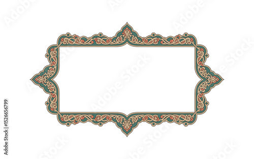 Islamic Eslimi Art Frame – Iranian Floral Border Vector for Text