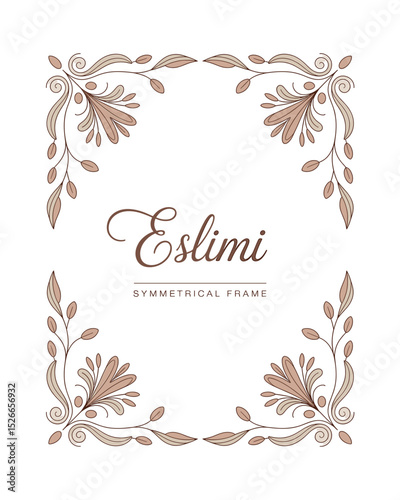 Islamic Eslimi Art Frame – Iranian Floral Border Vector for Text