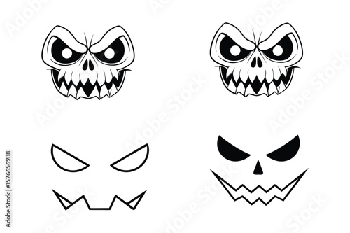Angry skull pumpkin face vector illustration