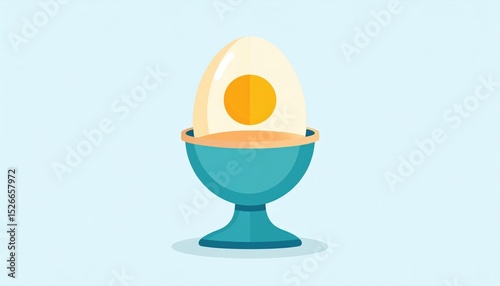 Boiled Egg In Teal Egg Cup Illustration
