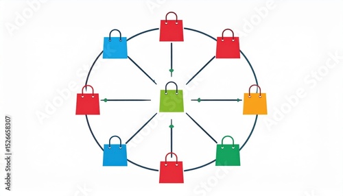 Circular Pattern Of Colorful Shopping Bags