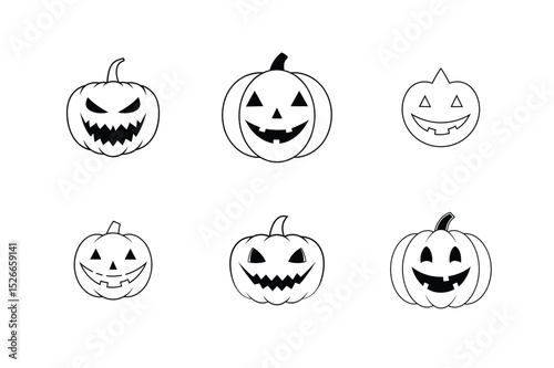 Halloween pumpkin face with jagged teeth and eyes vector illustration